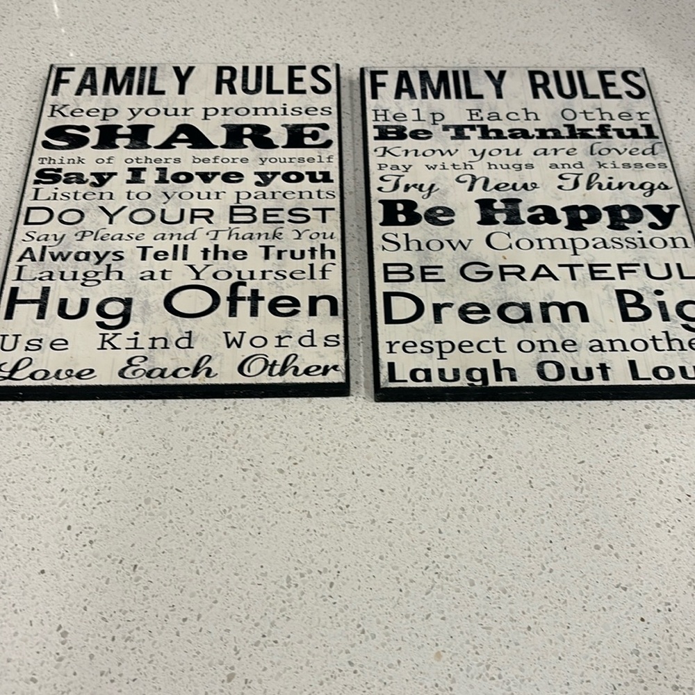 Family rules wall decor